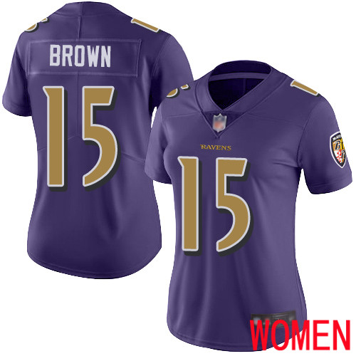 Baltimore Ravens Limited Purple Women Marquise Brown Jersey NFL Football 15 Rush Vapor Untouchable